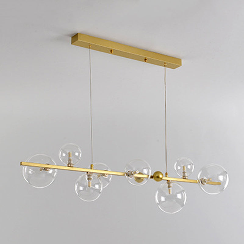 Glass Globe Island Pendant Modern 8-Lights Island Lighting for Dining Room