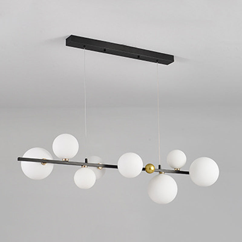 Glass Globe Island Pendant Modern 8-Lights Island Lighting for Dining Room