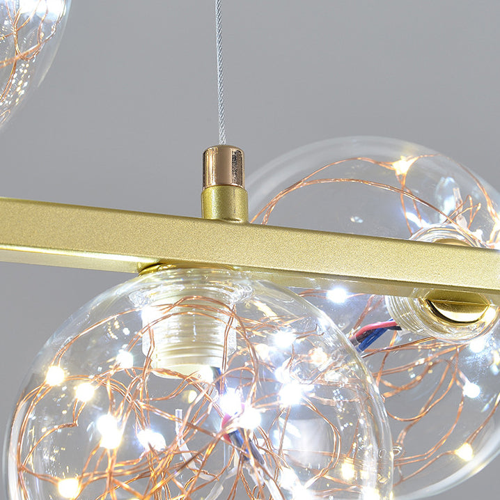 Glass Globe Island Pendant Modern 8-Lights Island Lighting for Dining Room