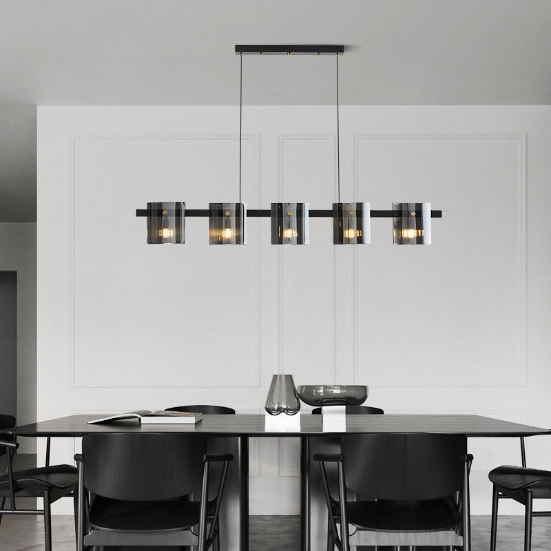 Glass Rectangle Island Light Fixtures Modern Multiple-Light Island Pendant