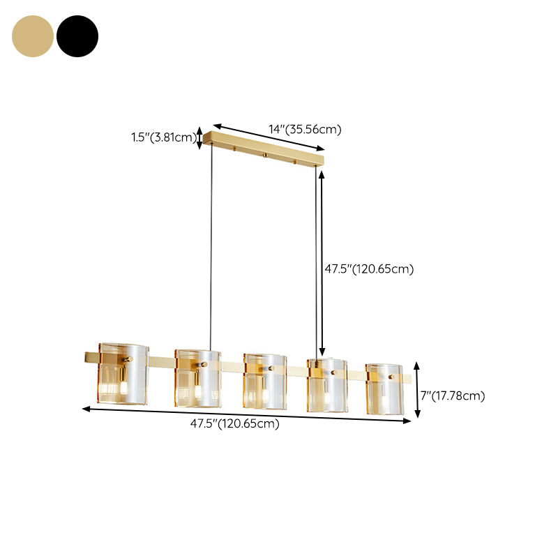 Glass Rectangle Island Light Fixtures Modern Multiple-Light Island Pendant