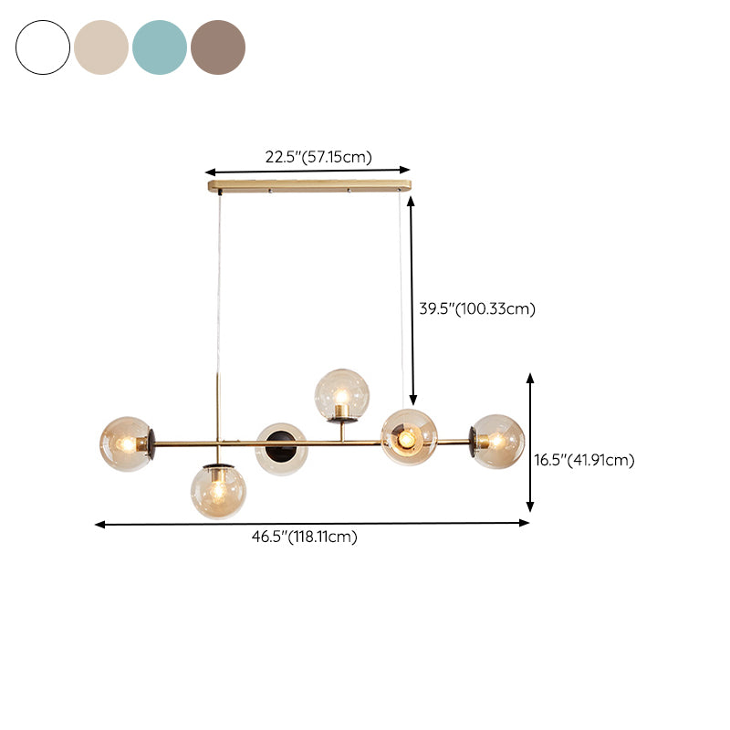 Modern Island Lighting Fixture Glass Hanging Light for Dining Room