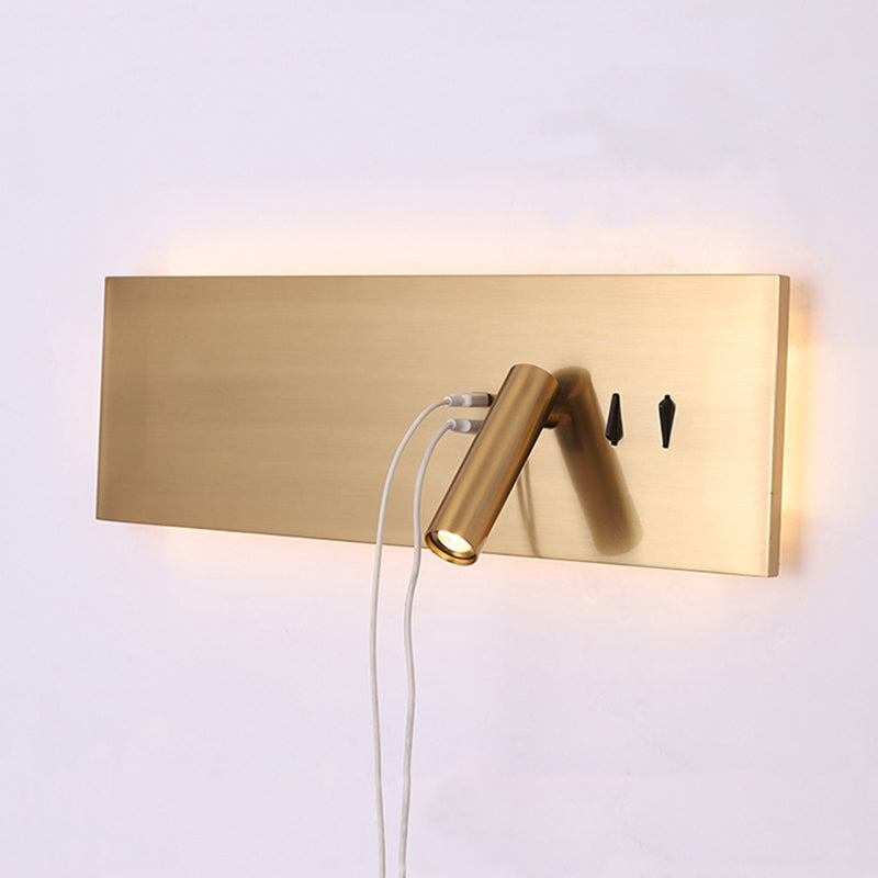 Modern Style Rectangle Shape Wall Sconce Metal 2 Lights Sconces for Bedroom