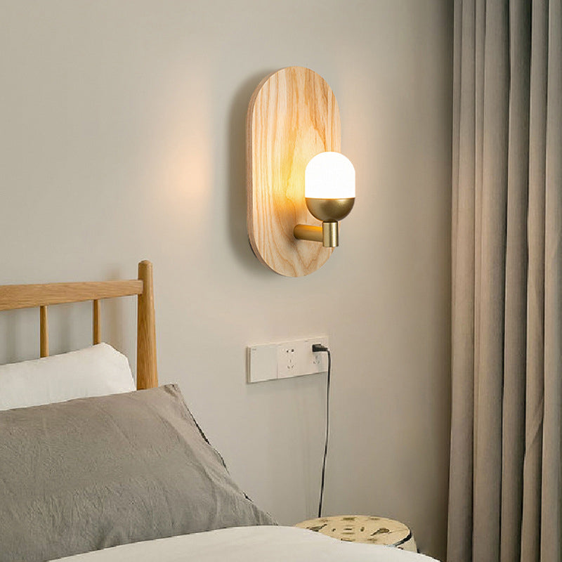 Modernism Wood Wall Light Acrylic Shaded Lighting for Bedroom