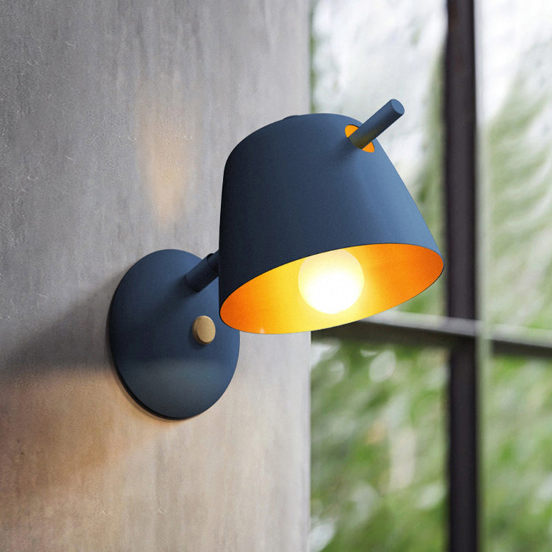 1-Light Wall Lamp Macaron Style Wall Mount Lamp with Metal for Living Room