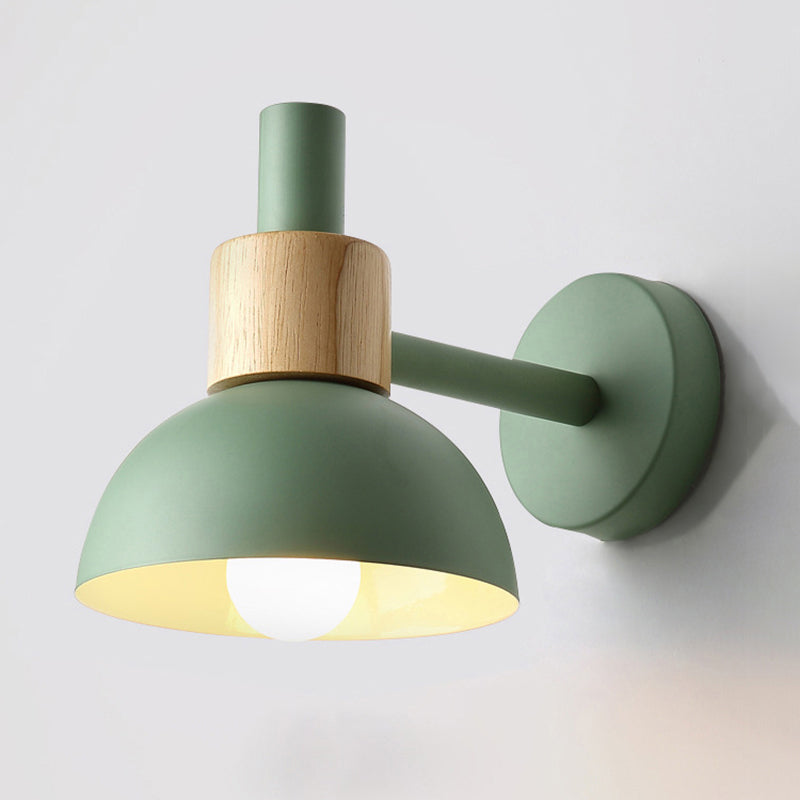 Macaron Style Wall Lamp 1-Light Wall Mount Lamp with Wood for Living Room