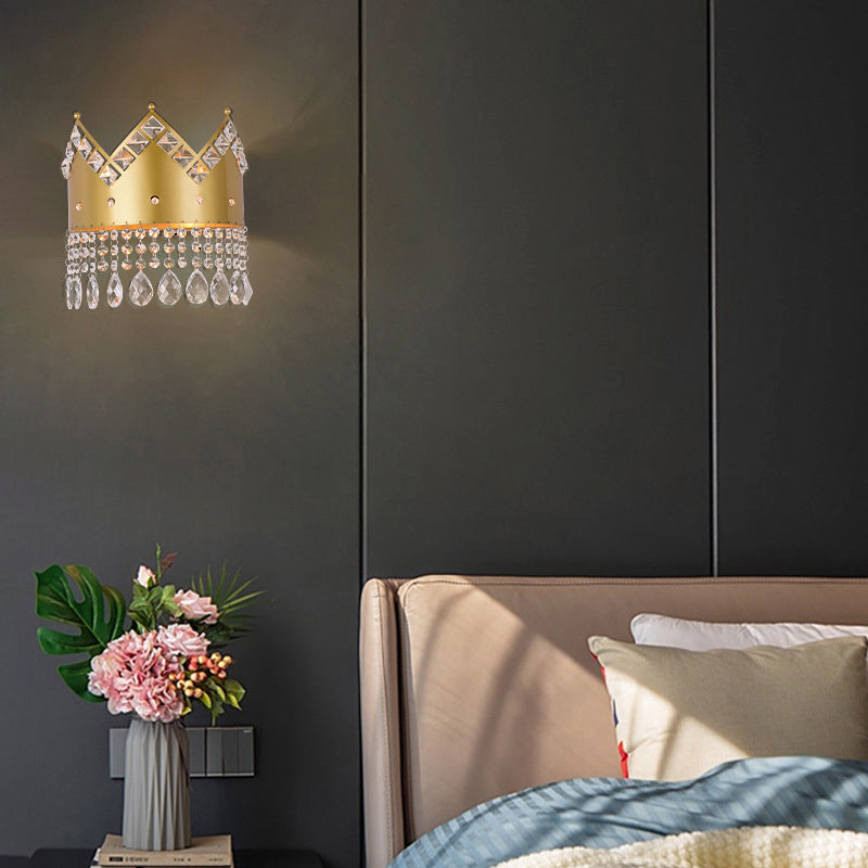 Crown 2 - Light Wall Light Iron and Crystal Post Modern Wall Fixture in Gold