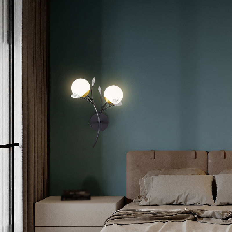 Contemporary Black Lighting Globe Glass Shaded Wall Light for Home