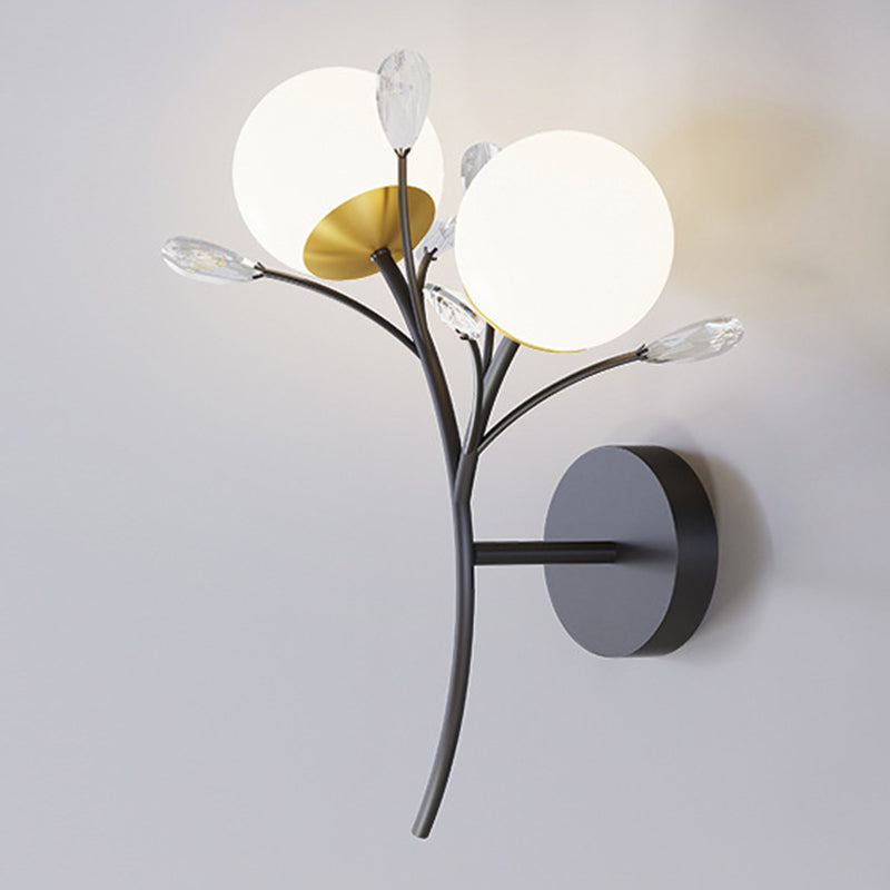 Contemporary Black Lighting Globe Glass Shaded Wall Light for Home