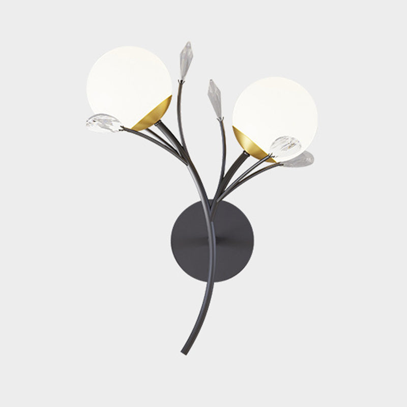 Contemporary Black Lighting Globe Glass Shaded Wall Light for Home