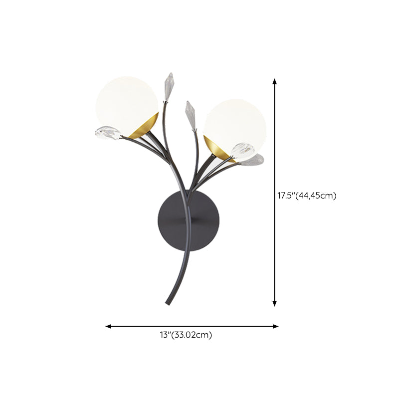 Contemporary Black Lighting Globe Glass Shaded Wall Light for Home