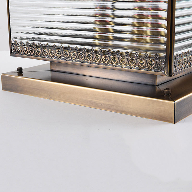 Rectangle Shape Metal Pillar Lamp Modern Style 1-Light Waterproof Outdoor Light