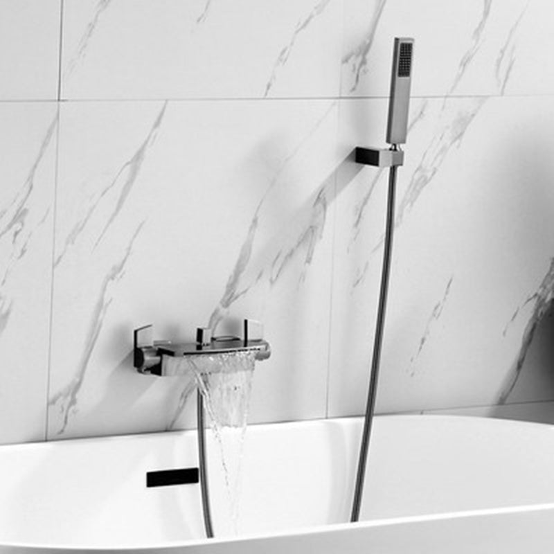 Modern Wall Mounted Copper Tub Filler Low Arc Waterfall Tub Faucet Trim