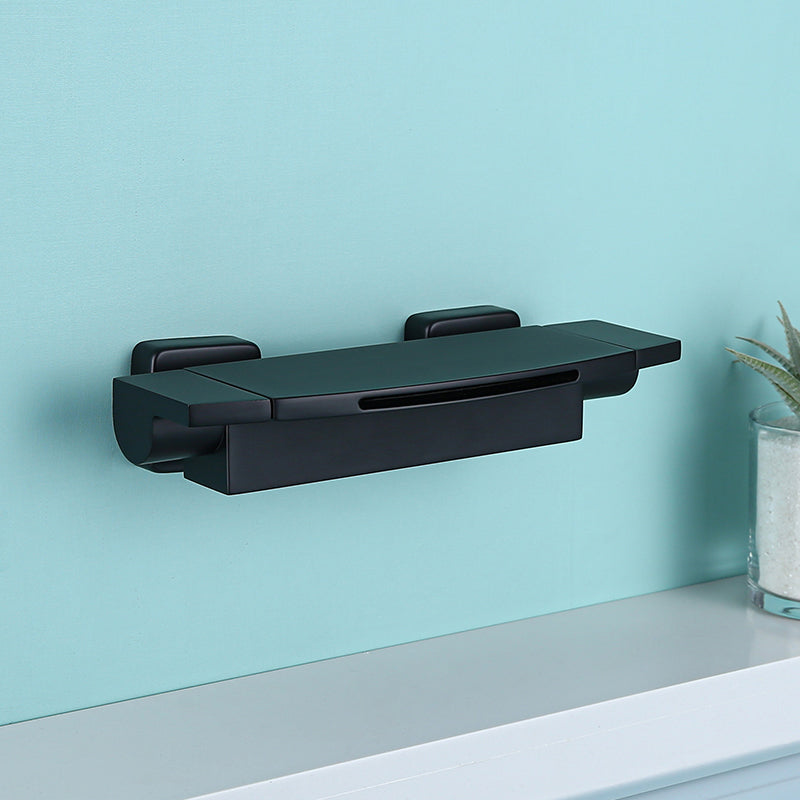 Modern Wall Mounted Copper Tub Filler Low Arc Waterfall Tub Faucet Trim