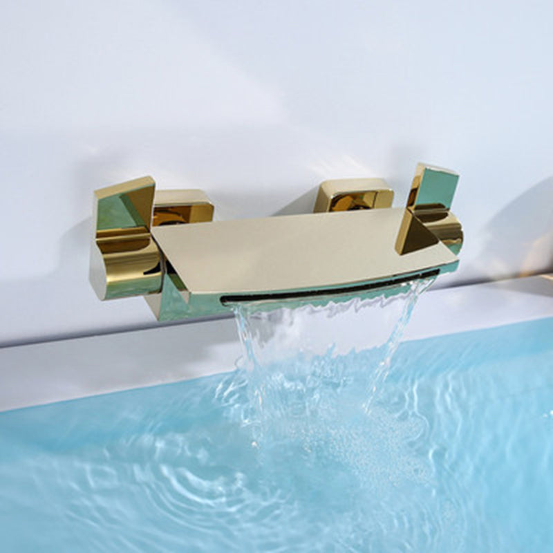 Modern Wall Mounted Copper Tub Filler Low Arc Waterfall Tub Faucet Trim