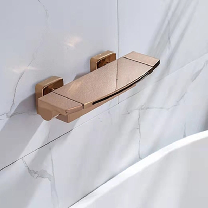 Modern Wall Mounted Copper Tub Filler Low Arc Waterfall Tub Faucet Trim
