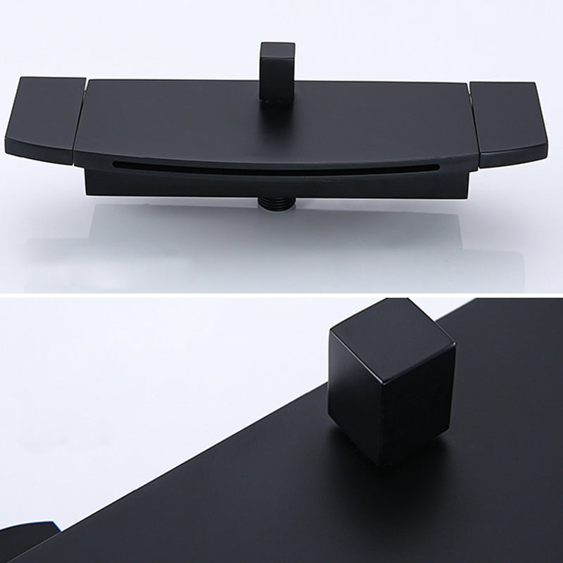 Modern Wall Mounted Copper Tub Filler Low Arc Waterfall Tub Faucet Trim