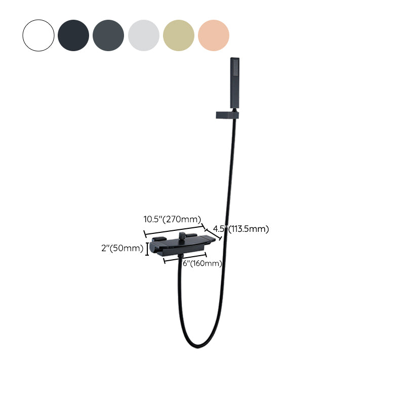 Modern Wall Mounted Copper Tub Filler Low Arc Waterfall Tub Faucet Trim