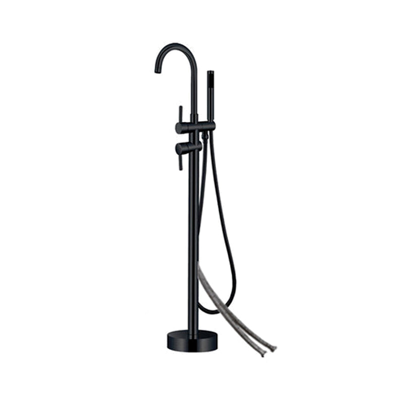 Floor Mounted Metal Freestanding Tub Filler High Arc Freestanding Faucet with Hose