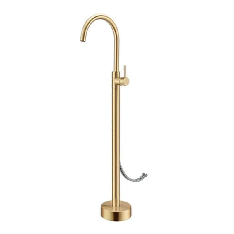 Floor Mounted Metal Freestanding Tub Filler High Arc Freestanding Faucet with Hose