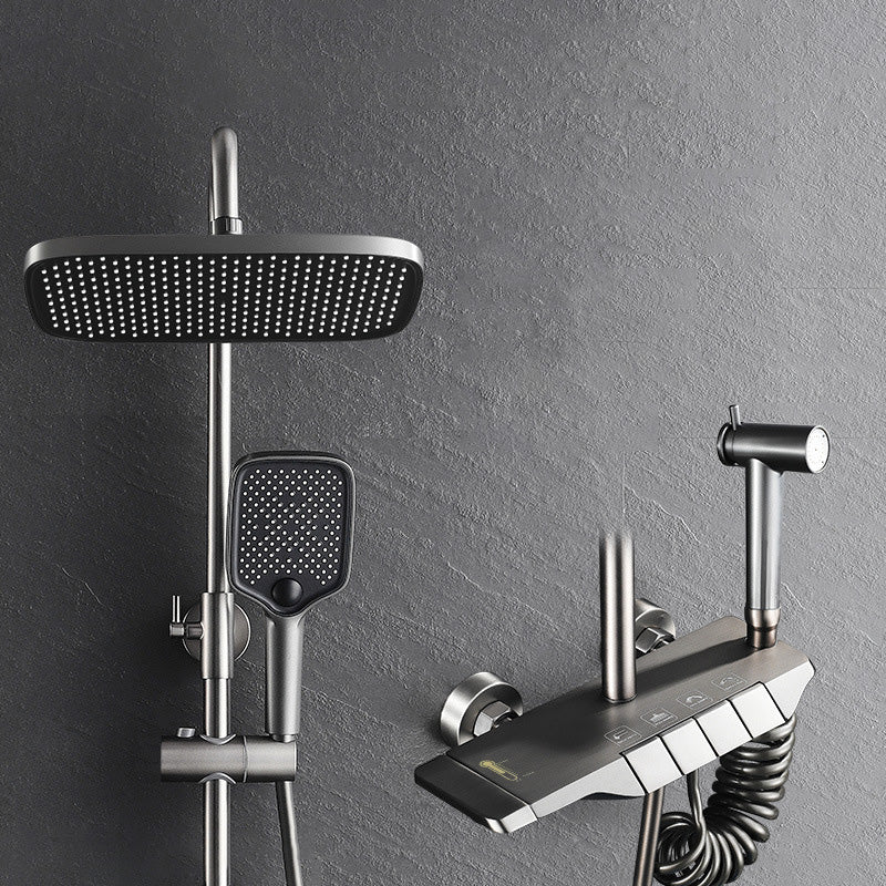 Wall Mounted Shower System Metal Shower Faucet Adjustable Arm Shower System with Slide Bar