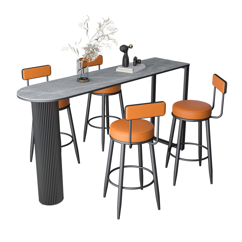 1/5 Pieces Bar Stool and Table Set Industrial Oval Bar Table Set