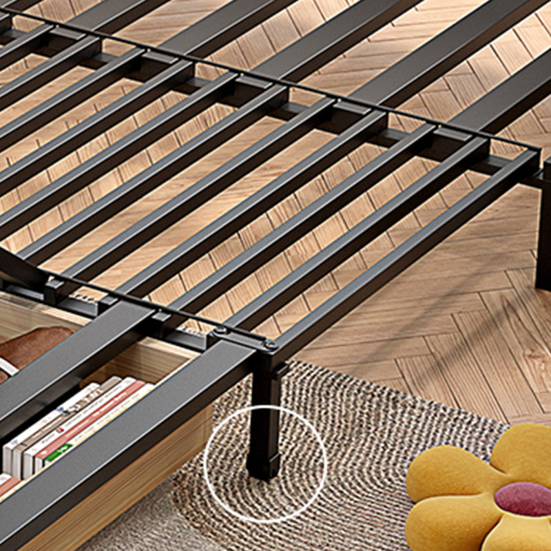 Beige Daybed Metal Frame Kids Bed with Mattress and Headboard