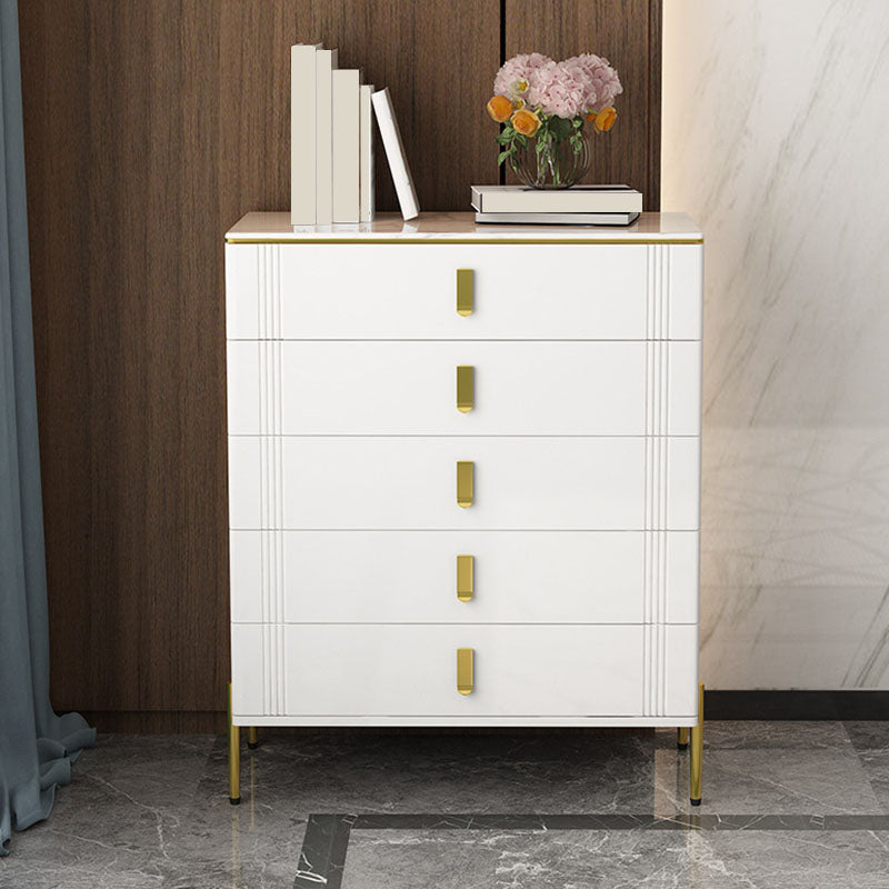 Glam Stone Storage Chest White 16" Wide Bedroom Chest with Drawers