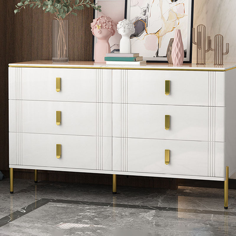 Glam Stone Storage Chest White 16" Wide Bedroom Chest with Drawers