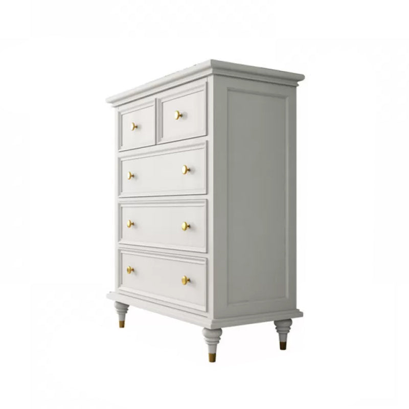 Glam Solid Wood Chest Home Storage Chest in White with Drawers