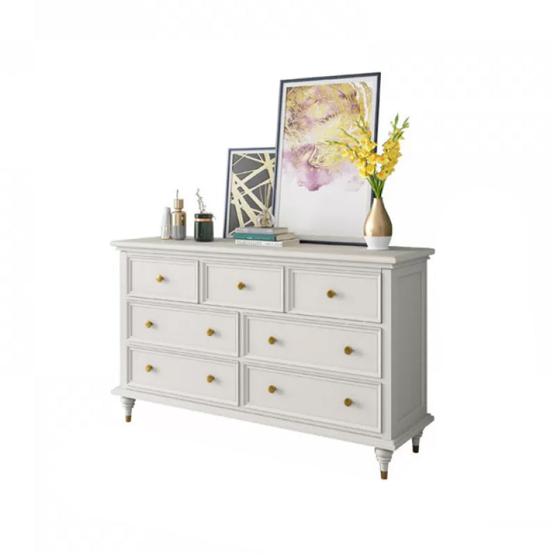 Glam Solid Wood Chest Home Storage Chest in White with Drawers