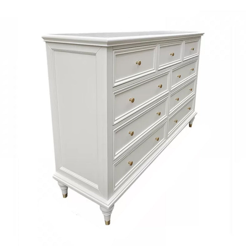 Glam Solid Wood Chest Home Storage Chest in White with Drawers