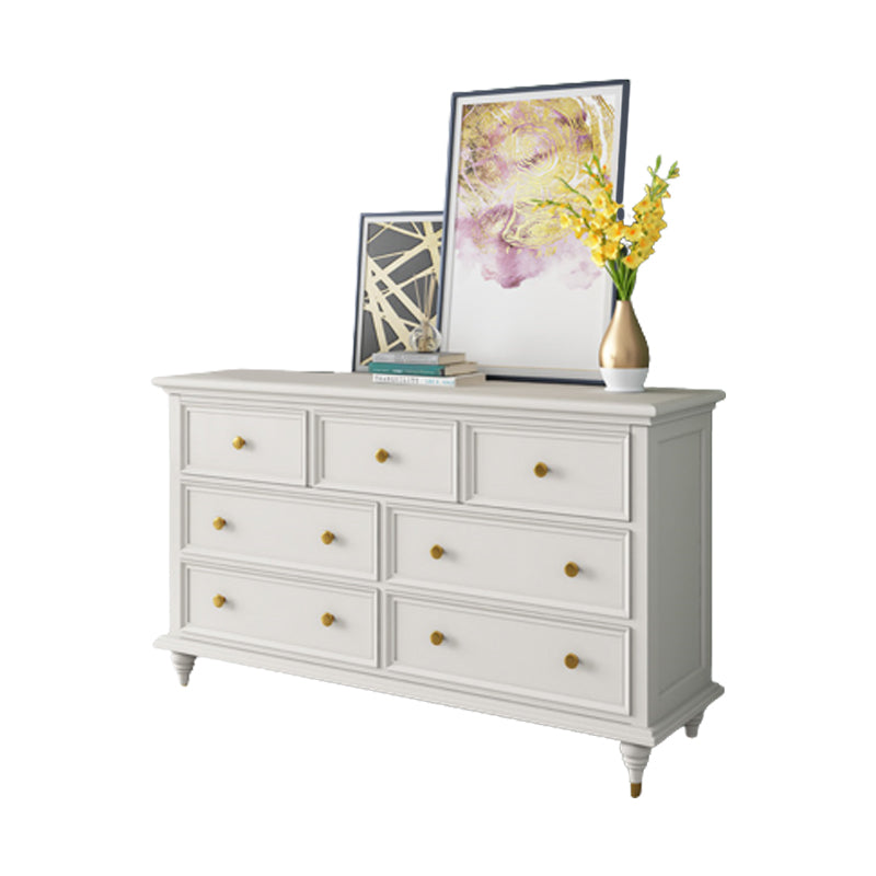 Glam Solid Wood Chest Home Storage Chest in White with Drawers