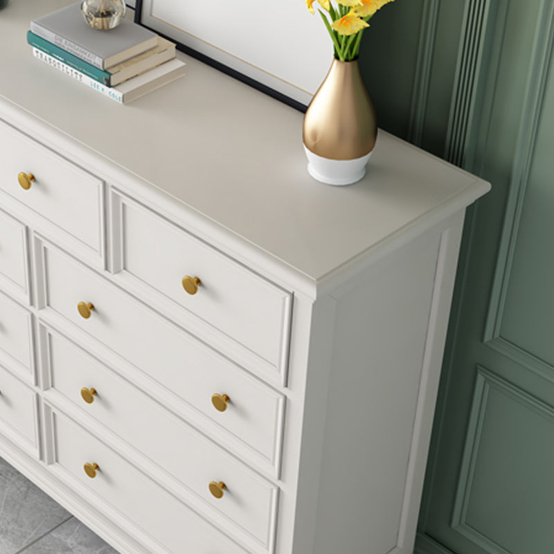 Glam Solid Wood Chest Home Storage Chest in White with Drawers