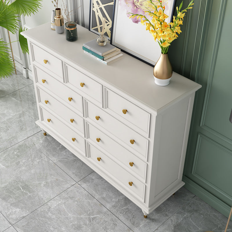 Glam Solid Wood Chest Home Storage Chest in White with Drawers