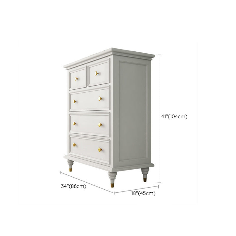 Glam Solid Wood Chest Home Storage Chest in White with Drawers