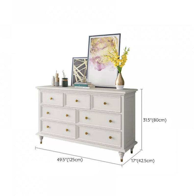 Glam Solid Wood Chest Home Storage Chest in White with Drawers