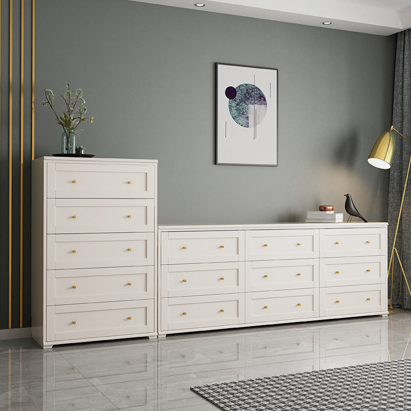 Glam Solid Wood Storage Chest Home Chest in White with Drawers