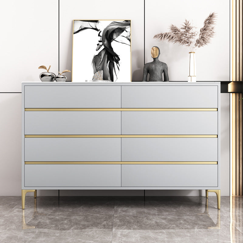 Glam Stone Storage Chest Bedroom Horizontal Chest with Drawers