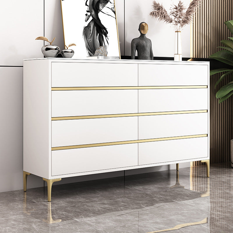 Glam Stone Storage Chest Bedroom Horizontal Chest with Drawers