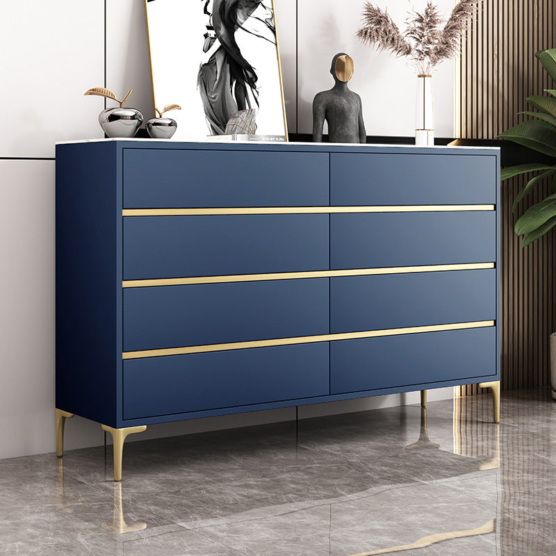 Glam Stone Storage Chest Bedroom Horizontal Chest with Drawers