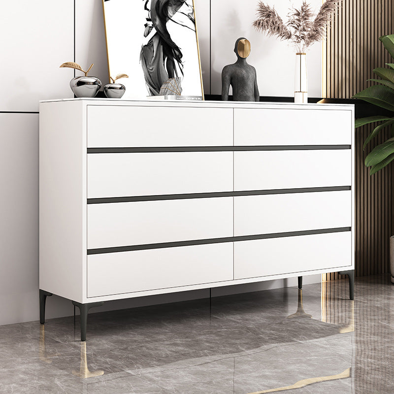Glam Stone Storage Chest Bedroom Horizontal Chest with Drawers
