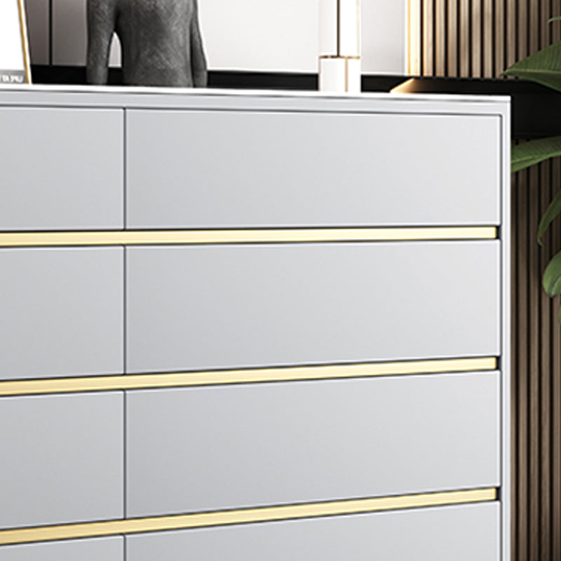 Glam Stone Storage Chest Bedroom Horizontal Chest with Drawers