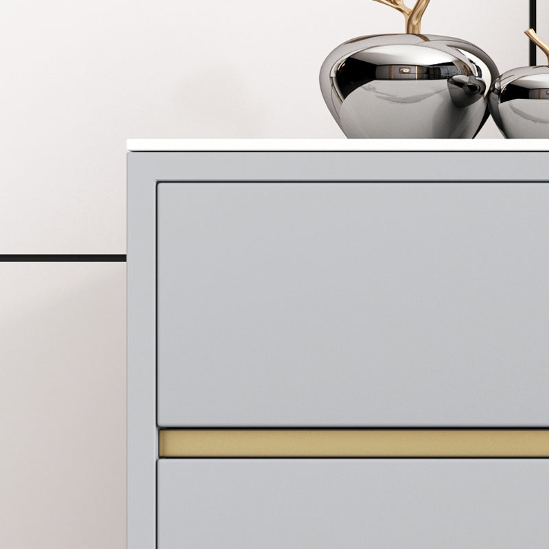 Glam Stone Storage Chest Bedroom Horizontal Chest with Drawers