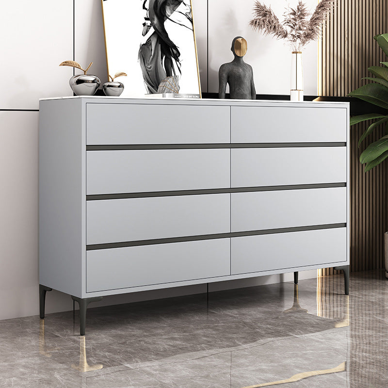 Glam Stone Storage Chest Bedroom Horizontal Chest with Drawers