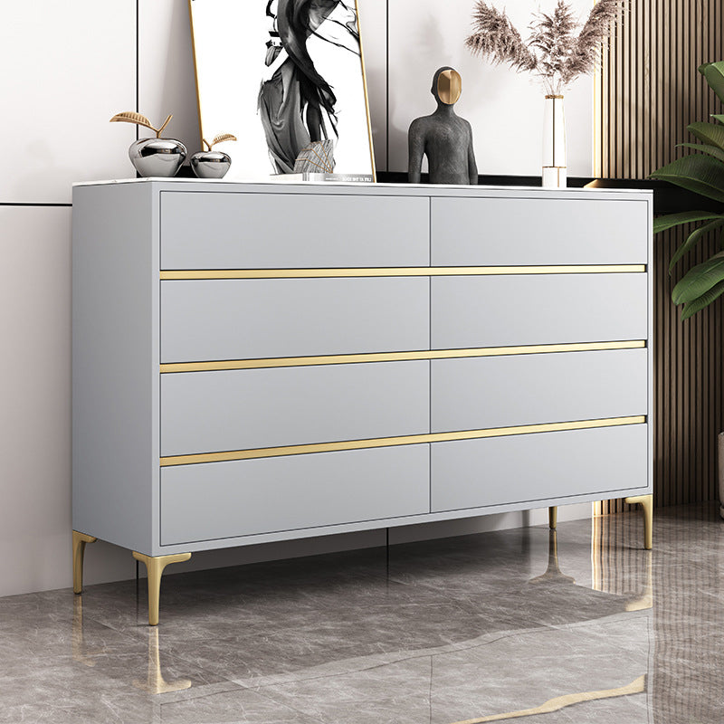 Glam Stone Storage Chest Bedroom Horizontal Chest with Drawers