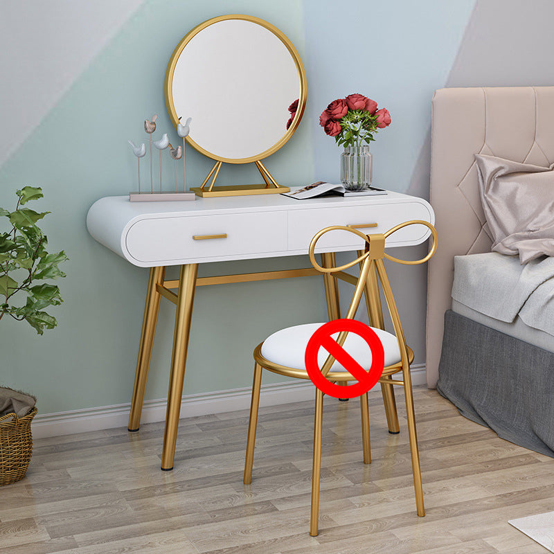 White Gold Makeup Counter with Drawer  Glam Vanity Tables, 15.74" Wide