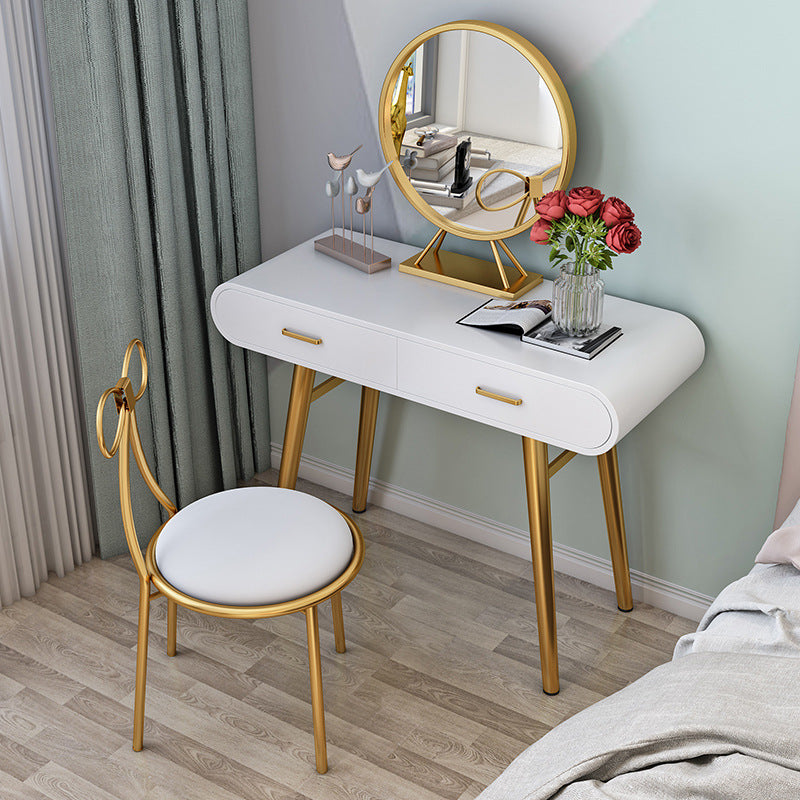 White Gold Makeup Counter with Drawer  Glam Vanity Tables, 15.74" Wide