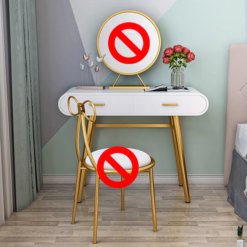 White Gold Makeup Counter with Drawer  Glam Vanity Tables, 15.74" Wide