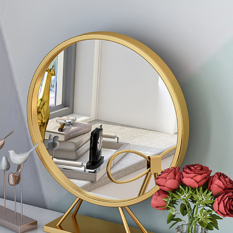 White Gold Makeup Counter with Drawer  Glam Vanity Tables, 15.74" Wide